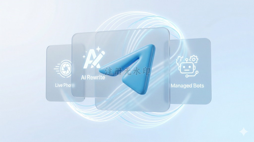 Telegram 史诗级更新：AI 文本编辑器上线！实况照片、无代码机器人全攻略